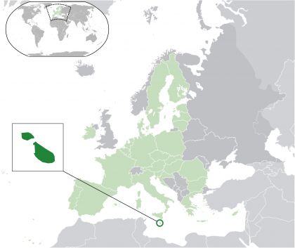 Malta on a map