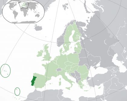 Portugal on a map