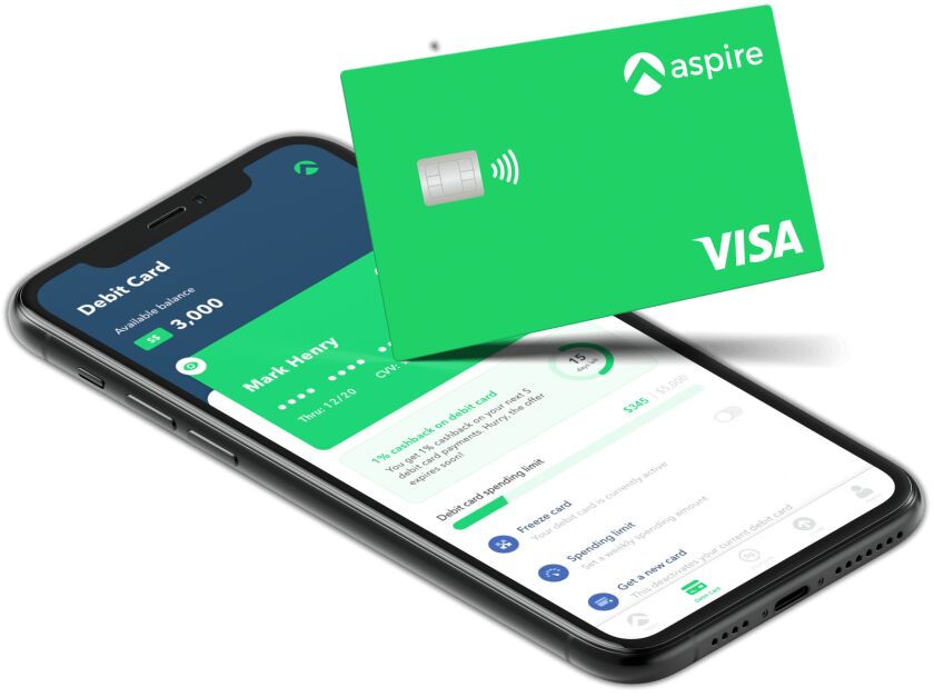 Aspire  web interface and Visa debit card