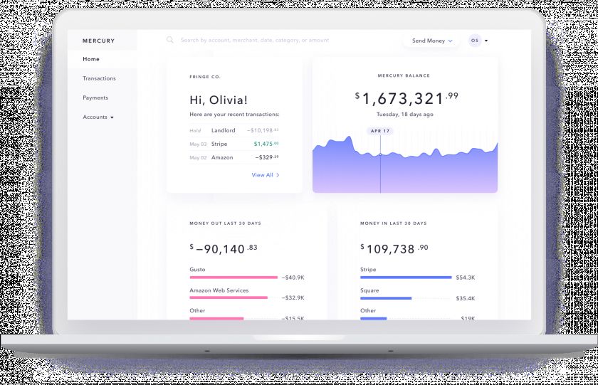 Mercury online banking interface