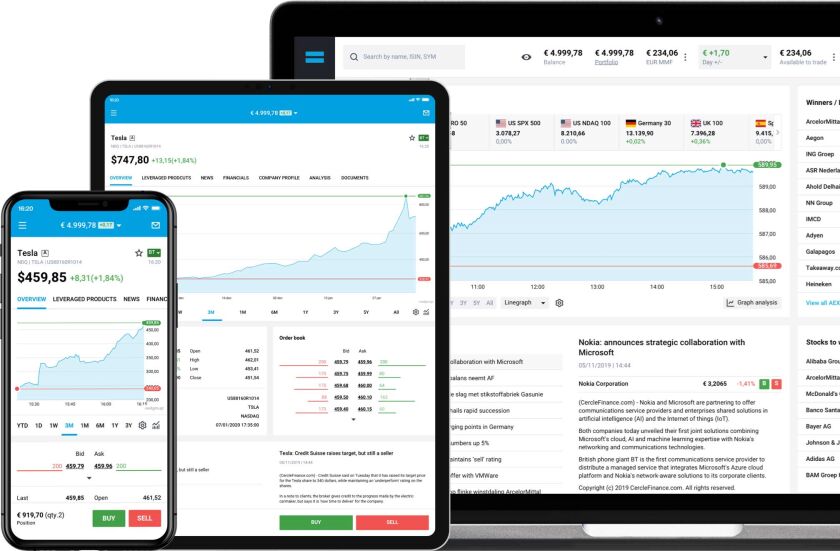 Degiro mobile and web trading platform