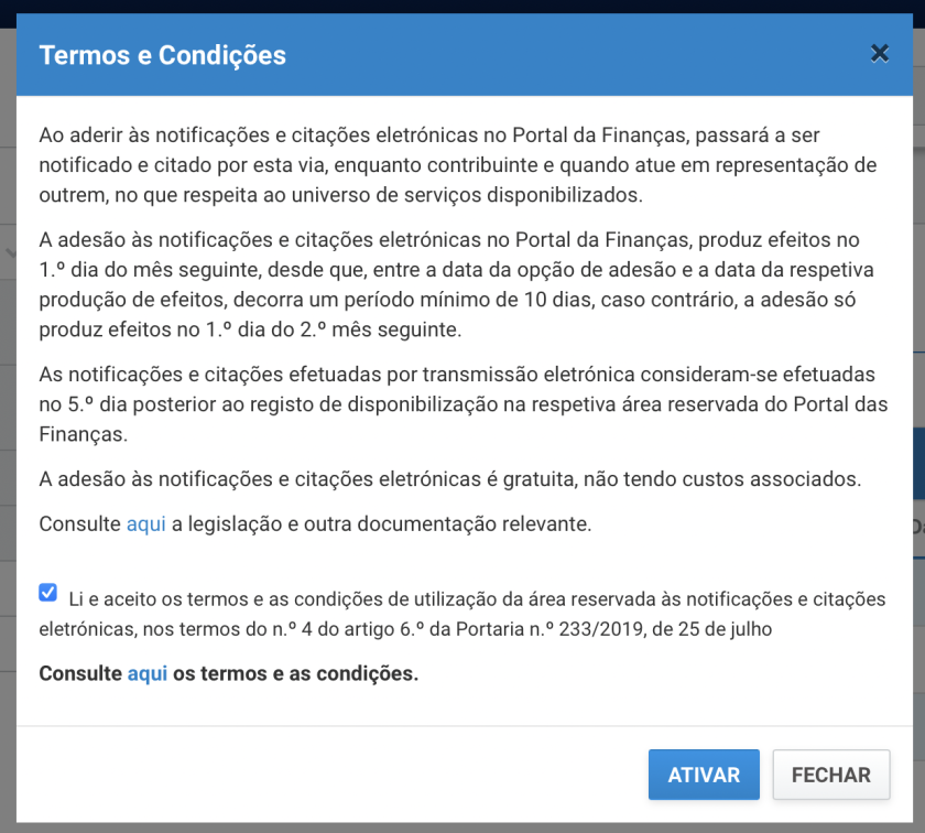 Terms and conditions page