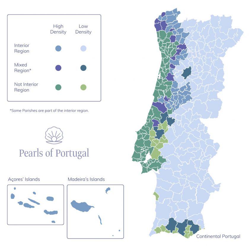 Portugal Golden Visa investment map showing eligible regions